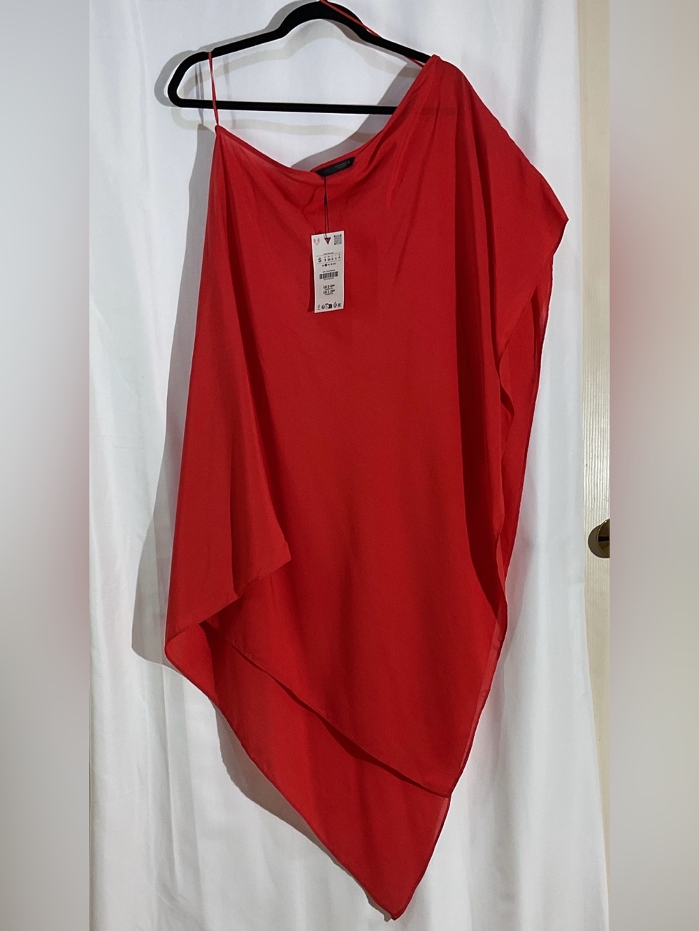 Zara Red One-Shoulder Asymmetric Tunic